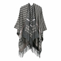 Amazon Top Seller  Best Price Wave Stripe  Knitting Winter Wrap Blanket Cashmere Poncho Shawl With Custom Tassel